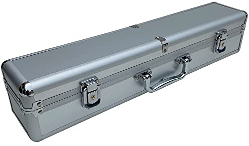 ECI aluminiumväska aluminiumlåda avlång tom instrumentväska flöjtväska (L x B x H) 100 x 10 x 10 cm mätinstrument verktyg, silver