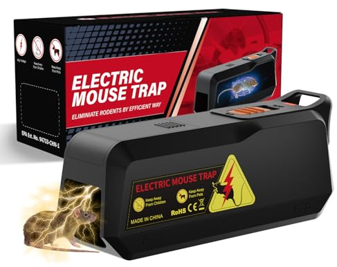 ADOGO Elektrische Rattenfallen Mausefallen, 1800V Sofortwirkung, Wiederverwendbare Falle, Elektronische Schlagfalle für Kleine Mäuse, Geeignet für Küche, Wohnzimmer, Lagerraum, Restaurant, Büro, Garag