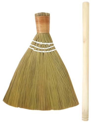 yeeplant Escoba de ceremonia de 74 cm, mango de madera, cabeza de paja extraíble de 30 cm de ancho, ritual de salto de boda, decoración de limpieza ideal