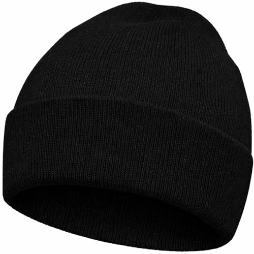 DANAEST Merino Beanie – Wintermütze für Herren & Damen, warm & atmungsaktiv – Tiefschwarz