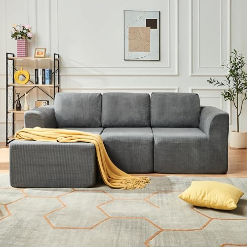 Panana Boneless Sofa, Cloud Couch, L Shape Left/Right Hand Chaise Modular Sofa Bed, Corner Sofas For Living Room, Lounge Sofa, No Assembly Required (Grey)
