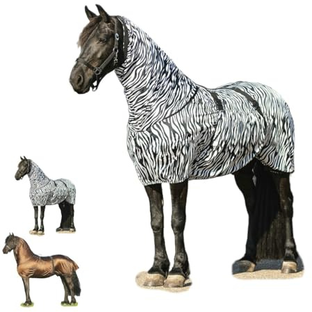 NETPROSHOP eksemfilt speciellt för friser och barockhästar andas flugfilt storlek 135–185, storlek: 185, färg: zebra