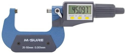 M-SURE MS-110-050 Digital External Micrometer 50mm (2 inch) Large LCD Display Gauge Caliper Outside Measuring Metric Imperial