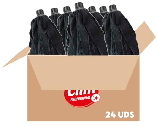 Mundo Floral 24 fregonas de Microfibra en Color Negro de Calidad Extra para Todo Tipo de Suelos.