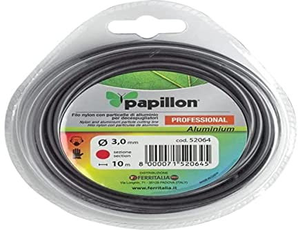 PAPILLON Hilo Nylon y Aluminio Desbrozadoras Redondo Professional Ø 3,5 mm. Rollo 10 metros. Hilo Nylon Corte Hierba, Jardin, Maleza
