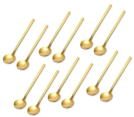 12 Pezzi Dorati Cucchiai In Acciaio Inossidabile, Dorato Mini Cucchiaio, Cucchiaini da Caffè Classiche, Cucchiaio Rotondo Dorato, Specchio Lucido Cucchiai, Per Zucchero, Dessert, Torta, Gelato, Zuppa