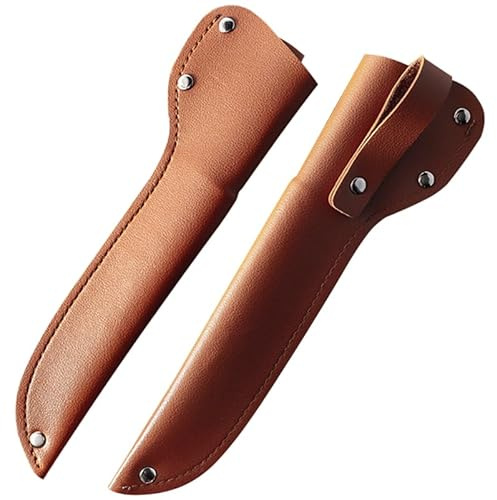 2pcs Leather Fish Filleting Knives Blade Guards Protector Butcher Chef Cutter Holders Cases with Belt Loop for Kitchen Cutlery Accessories Light Brown