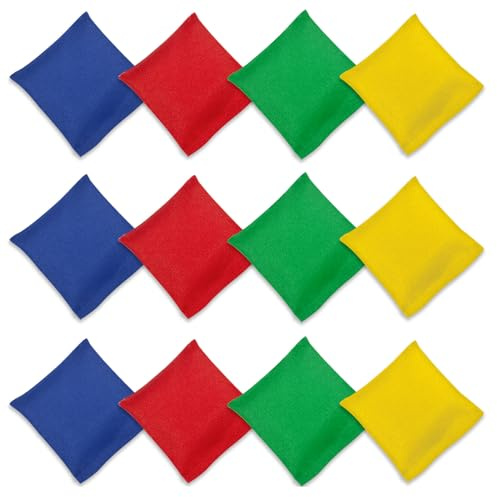 Flintronic 12pcs Bolsas de Frijol de Nylon, Juegos Infantiles Set, Juegos al Aire Libre Velocidad y Agilidad Juegos de Entrenamiento, 10 * 10cm
