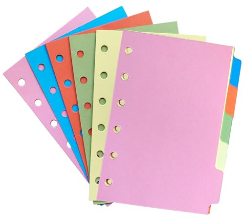 DY.2ten 10 Fogli Divisori Raccoglitori ad Anelli A7,6-fori Colourful Filler Pagine Divisorio Pagina Indice Tab, per Scuola o Ufficio, A7 Cartoncini Separatori per Raccoglitori ad Anelli