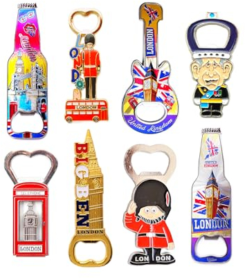 Magnetic Memories Set of 8 London Skyline Fridge Magnets with Built-in Bottle Openers