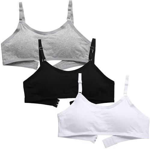 Teen Girls Training Bras Wireless Light Padded Sports Underwear Halter Vest Bralettes with Adjustable Strap for Age 10-12