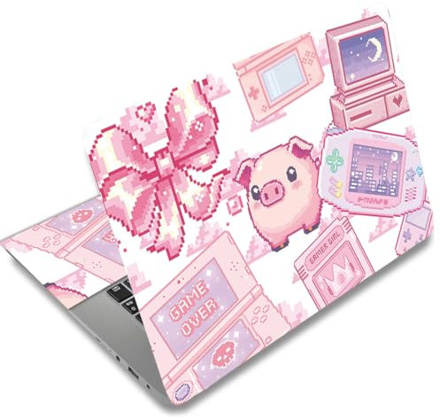 SUPERDANT Copertura Adesiva per PC portatili Rosa Gioco Retrò Notebook Decalcomania Protezione per Laptop Notebook Computer Arte Stile Pixel Universale Adatta per 12 13 13.3 14 15 15.4 15.6