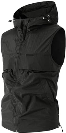 Generisch Veste de course légère sans manches pour homme - Respirante - Imperméable - Coupe-vent - UPF 50+ - Séchage rapide - Course à pied - Poches de fitness - Imperméable - Vêtement de sport