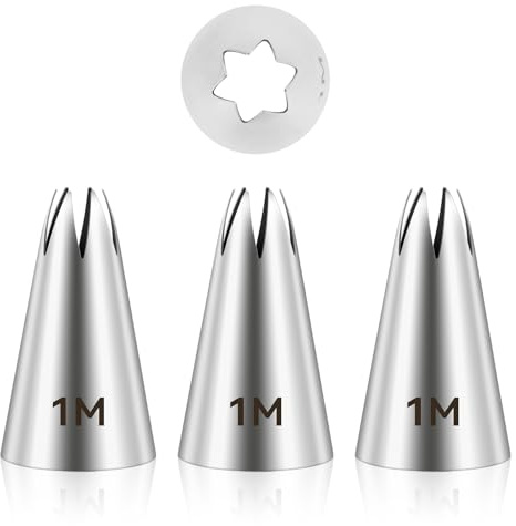 LXUEJIE 3 punte da 1 m per tubazioni per torte, in acciaio inox, senza cuciture, kit per glassare senza cuciture, punta a stella da 1 m, per tubazioni, torte, cupcake, biscotti, dessert