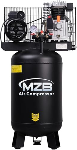 MZB 18.5 Gallon Ultra Quiet Air Compressor 110V/60Hz 3.0HP 11.3CFM, MAX 115PSI Steel Tanks 86DB Noise Level Air Compressor for Spray Painting, Auto Repair, Carpentry Decoration