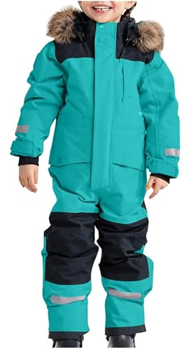 Mono de Esquí Niños, Traje de Nieve Niño Niña Cálido Transpirable Snowsuit con Capucha Impermeable Térmico de Una Pieza Ropa Invierno para 1-15 Años (Sky Blue, 4-5 Years)