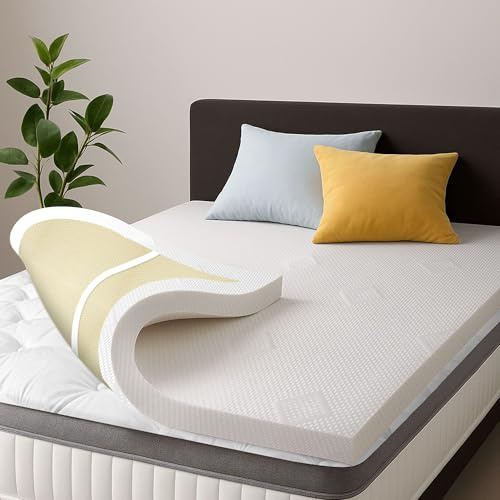 Comfyflex Memory Foam Mattress Topper with Zip Cover | High-Density Orthopedic Pressure Relief Topper | Non-Slip Backing & Secure Elastic Straps | Ultra-Soft Comfort (4ft6 Double - 10cm Depth)