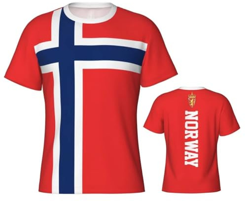 Camiseta de fútbol for Hombres Bandera Noruega Camisetas Deportivas Cuello Redondo Orgullo Nacional Camiseta de Secado Rápido Manga Corta para Vestido de Partido de Entrenamiento
