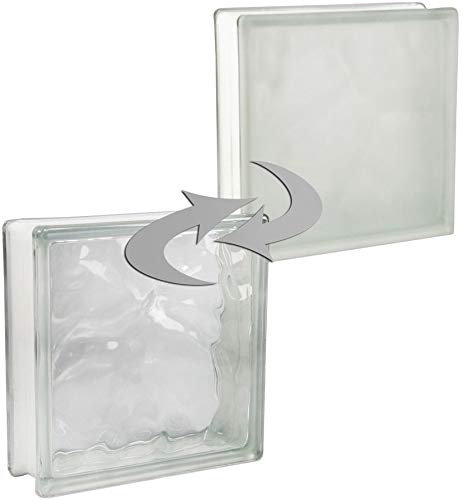 Bloque de vidrio básico nube transparente 1 cara satinado 24x24x8 cm - 4 piezas