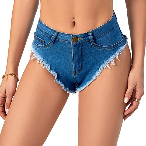 Aeghmry Women's Sexy High Waisted Mini Denim Shorts Hot Pants(Baby Blue S)