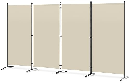 Angel Living Paravent 4 Panels Foldable Room Divider Freestanding Screening Wall Room Divider Partition for Offices, Balcony, Bedroom, Outdoor Garden 324 x 169 cm Beige