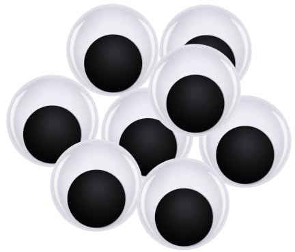 TOAOB 8 Pezzi Occhi Adesivi 60mm Rotondo Plastica Mobili Autoadesivi Wiggle Finti Occhietti per Lavoretti Fai da Te Scrapbooking Artigianato Bambole Pupazzi Accessori Bianco Nero