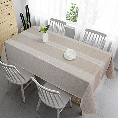 Vonabem 100% Waterproof Rectangle PVC Tablecloths, Vinyl Tablecloth with Flannel Backing, Wipeable Plastic Table Cover for Dinning, Picnic, Indoor and Outdoor(Brown,60x84)