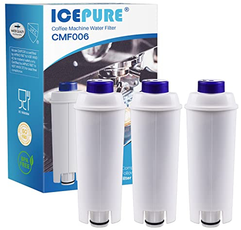 ICEPURE Filtro per macchina da caffè Compatibile Con De'Longhi DLSC002/SER3017 & 5513292811, Compatibile con De Longhi/ECAM/ESAM/ETAM/BCO/Serie EC, 3 pezzi