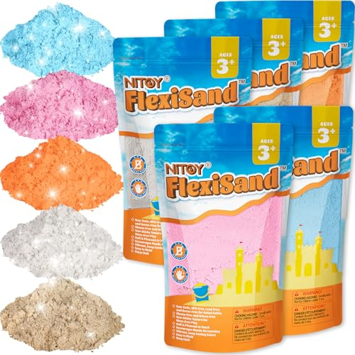 NiToy Lot de 5 kg de sable magique - 5 couleurs - Jouet sensoriel - Cadeau de sable magique pour enfants - Idéal pour jeu créatif en intérieur - À partir de 3 ans