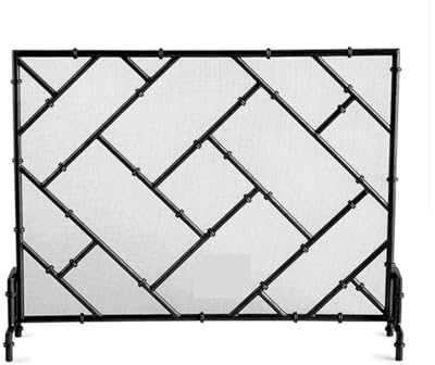 Funkenschutzgitter Amerikanischen Stil Metall Gold Schwarz Wohnzimmer Kreative Form Hohl Kamin Bildschirm, Haushalt Herd Zaun Mesh Brandschutz Feuerschirm (Color : A)