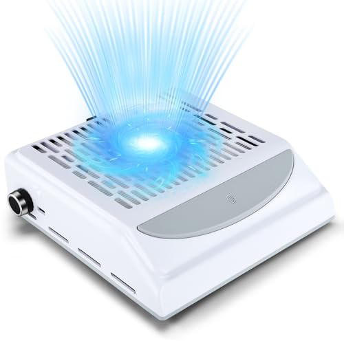 Aspiratore Per Unghie 100W,Interfaccia Usb,Regolare L'Aspirazione,Filtro Riutilizzabile,Aspiratore Unghie Professionale Per Manicure,Incisione,Lucidatura(Bianco)