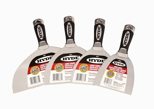 Hyde Couteau professionnel en acier inoxydable de 10,2, 12,7 cm, 15,2 cm, et 20,3 cm, flexible, monobloc, résistant à la rouille, couteau à joint en métal avec extrémité en tête de marteau et poignée