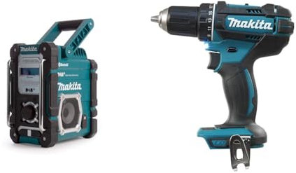 Makita Radio de Chantier DMR112 & DDF482Z Perceuse visseuse 60 nm 18 V Bleu