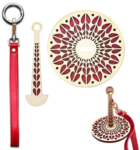 SURALIN El soporte para hilos es fácil de transportar, soporte para bolas de hilo para la muñeca con correa para la muñeca y evita que el hilo se enrede, regalo para los amantes del tejido (amor)