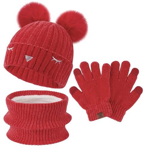 Bequemer Laden Bonnet Polaire Enfant Hiver Écharpe Cache-Cou Gants Ensemble