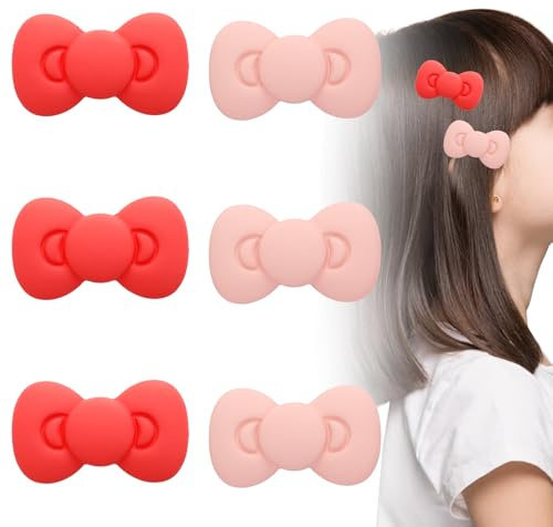 6Pcs Pink Bow Hair Clips for Girls,Fashion Bows Hair Barrettes Hairpin for Women