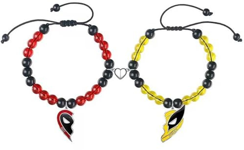Vulevirtue 2 Piezas Pulseras A Juego,Pulsera de la Mejor Amistad Pulsera de Cuentas para Parejas Natural Stone Bead Bracelet Cadena de Mano Trenzada a Mano Pulsera Giratoria Magnetic Couple Bracelet