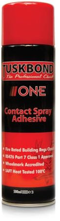 Tuskbond One Contact Spray Adhesive 500ml – High Strength Multipurpose Aerosol Glue for Wood, Laminates, Fabrics & Automotive Use