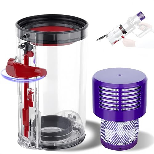 Klarer Ersatz-Staubbehälter Staubsauger Zubehör für Dyson V10 SV12 SV13 SV27, Enthält HEPA-Filter, Staubsauger Aufsatz, für Dyson V10 Ersatzteile, Staubsaugereimer - Idealer Ersatz und Zubehör