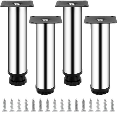 4 Pcs 15cmPatas para Muebles Regulables, Patas Regulables para Muebles, Pies Niveladores Ajustables 0-10mm, pPatas de Armario, Patas Nivelador para Mesa Sillas Sofá Escritorios Cama Pies