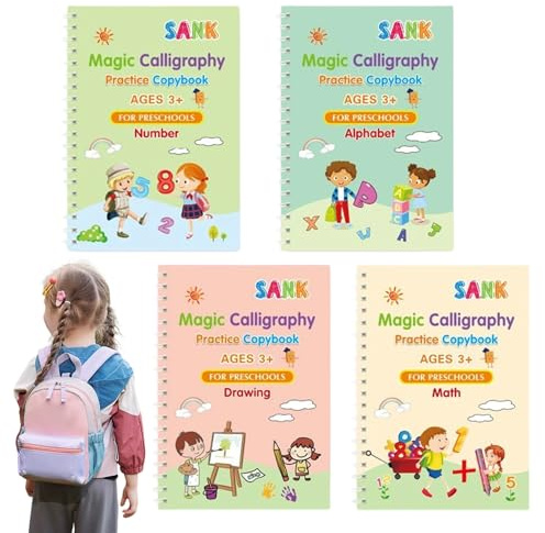Livres de magie pour enfants – Cahiers d'exercices rainurés réutilisables | Livre d'entraînement pour enfants – pour le bureau préscolaire et la maternelle