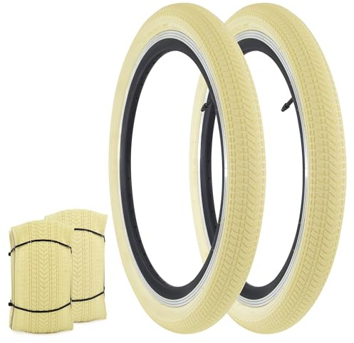 WEEROCK 16 tums cykeldäck, 16 x 2,125 däck med innerdäck, cykeldäck för BMX, MTB, mountainbike, barncykel, trehjuling, cruiser-cykel, flera färger (beige, 2 däck +