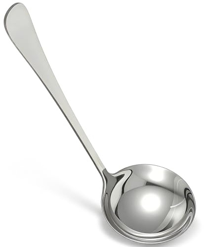 IANFAN soppslevare rostfritt stål silver, 19,3 cm soppslev såssked serveringssked rostfritt stål diskmaskinssäkra köksredskap av soppor och grytor