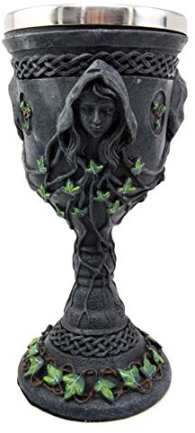 Ebros Gift Sacred Triple Goddess Wine Goblet Chalice With Stainless Steel Liner 10oz Resin Wiccan Cup Mother Maiden Crone Holy Trinity Feminine Moon Goddess Wicca Decor
