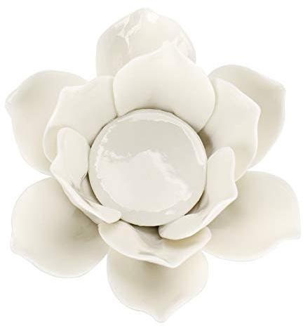 OwnMy 4.5 Inch Ceramic Lotus Flower Tea Light Holder Votive Candle Holder