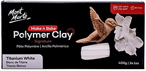 Mont Marte Polymer Clay White – 400g – Soft, Even Texture – Easy to Shape – Clay for Pottery, Modelling and Handicraft