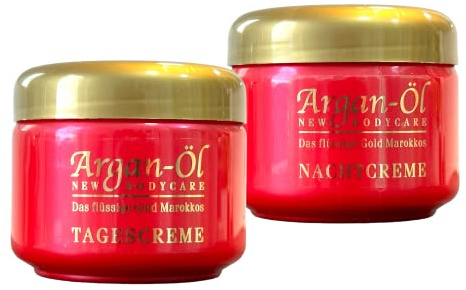 2x 125ml Original Argan-Öl Tag & Nacht Gesichtscreme, Nachtspflege, Tagespflege, Gesichtspflege Creme, Haut Creme, Gesichtspflege Set