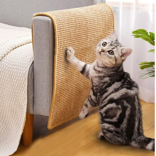 JanYoo Katze Kratzschutz Katzenkratzmatte Sisal Katzenkratzmatte Kratzmatte für Katze Katzenkratzmatte für Sofa Möbel Tür Kratzschutz 60 × 40 cm(Braun)