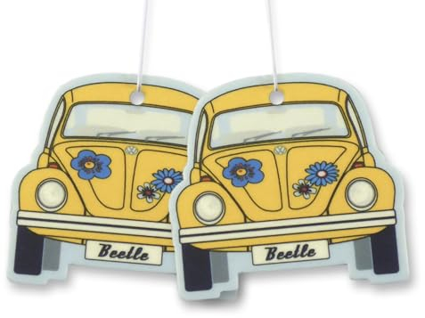 BRISA VW Collection Distributeur de parfum rafraîchissant à motif Volkswagen Coccinelle (Noix de coco/Jaune/Ensemble de 2)