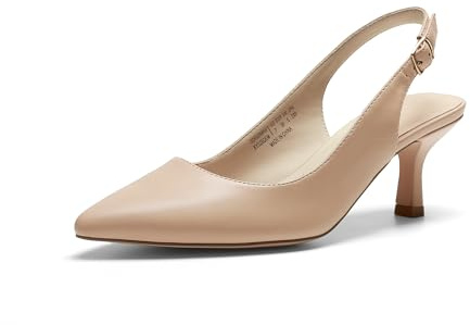 DREAM PAIRS Zapatos de Tacón Gato Clásicos Mujer de Zapatos de Salón PU Slingback con Plantilla Comoda para Boda Fiesta,Size 41,Desnudo-PU,SDPU2444W
